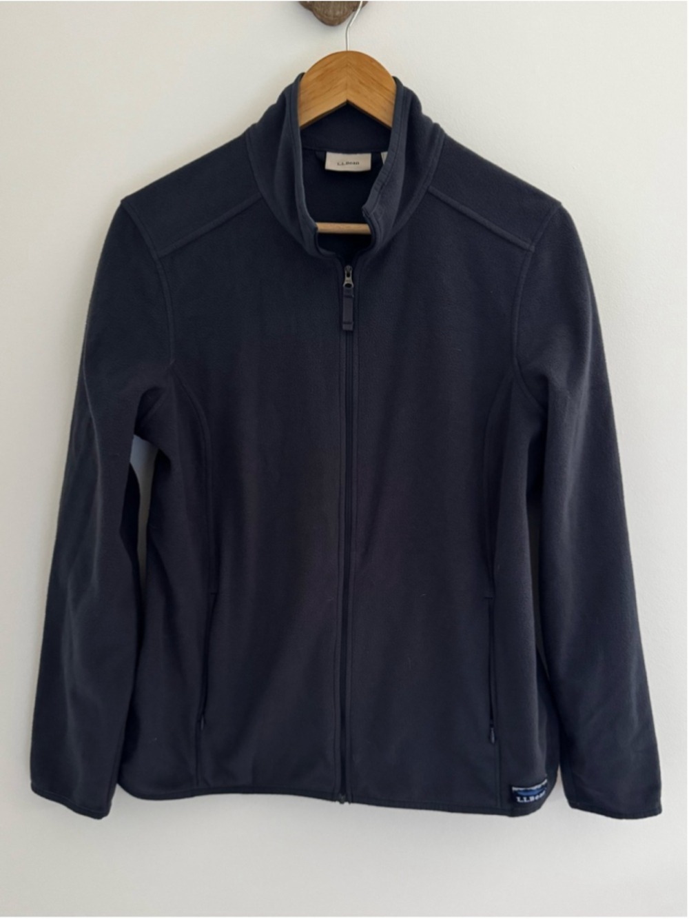 LL Bean Navy Fleece Zip Jacket Womens Large